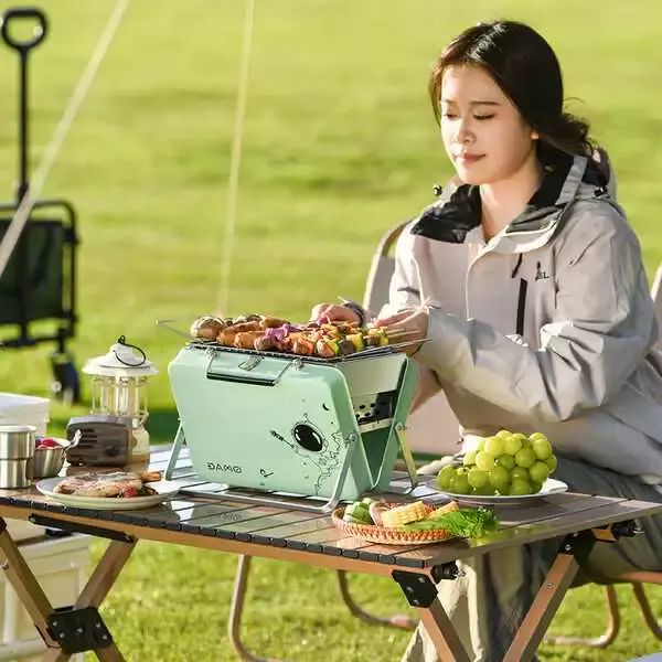大迈-DAMO-松石绿 便携烧烤炉 折叠烧烤炉 户外烧烤炉 烧烤炉 露营装备 野营装备 露营用品