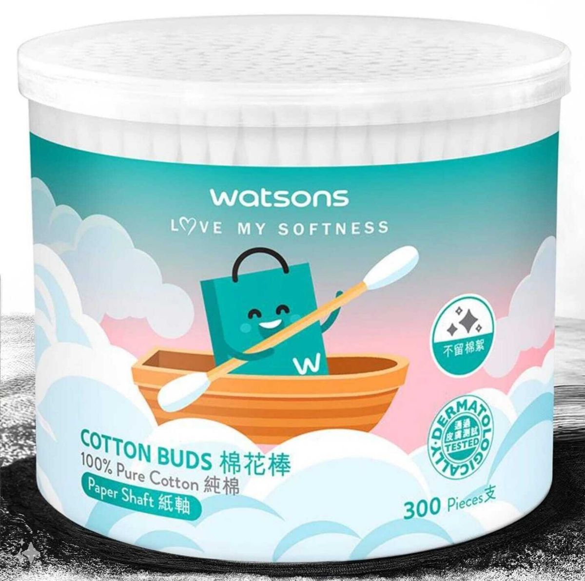 Watsons Cotton Bugs 筒裝紙軸棉花棒 300pcs 100% pure Cotton