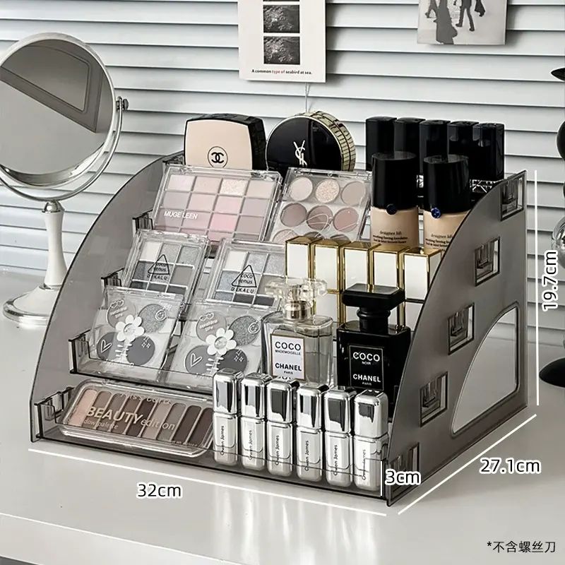 Transparent acrylic cosmetic storage boxes are here! Stylish tiered shelves for your vanity