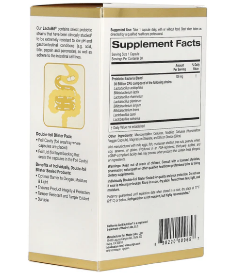 30 billion cfu california gold nutrition lactobif LactoBif ラクトビフ 50億 CFU 60粒 プロバイオティクス California Gold Yahoo フリマ 旧PayPayフリマ