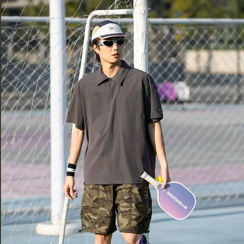 夏季男T恤工装保罗衫户外美式速干冰丝短袖宽松