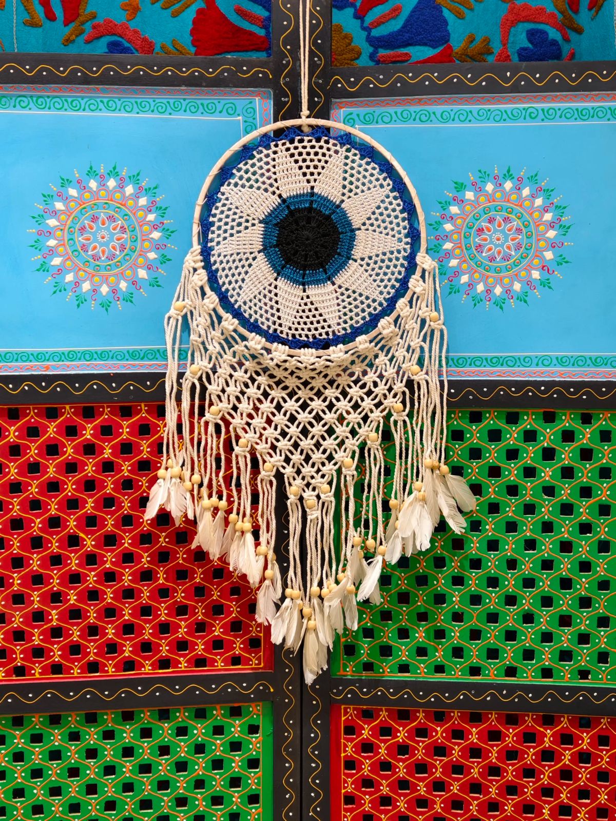 网红捕梦网大号挂饰古风挂件羽毛风铃室内卧室少女心森系挂毯成品