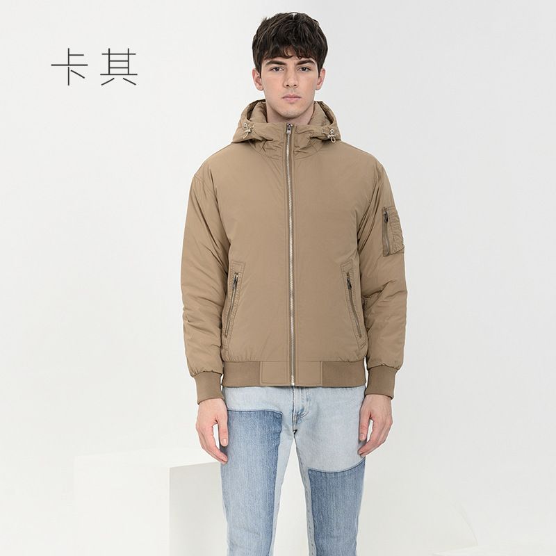 冬季休闲羽绒服男飞行服夹克外套青年潮牌棒球服连帽工装上衣