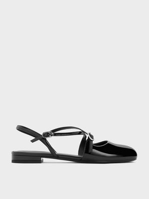 Charles & Keith - 交叉帶裸跟平底鞋