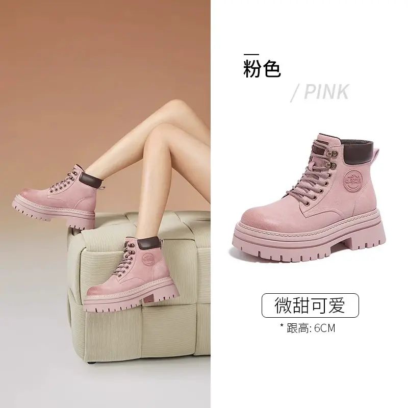 駱駝女鞋2025秋季新款厚底馬丁靴女款英倫大黃靴踢不爛工裝靴短靴