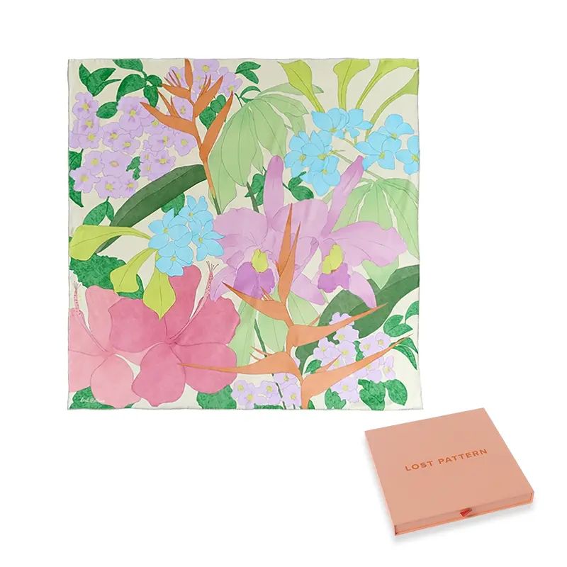 雙成記熱帶叢林真絲大方巾絲巾女款秋冬復古大披肩桑蠶絲圍巾送禮