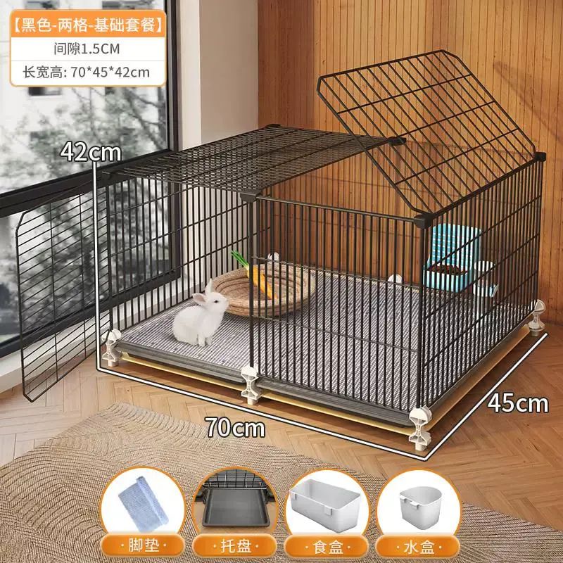 兔子专用加密兔笼 豚鼠大号宠物笼 加深兔笼带轮