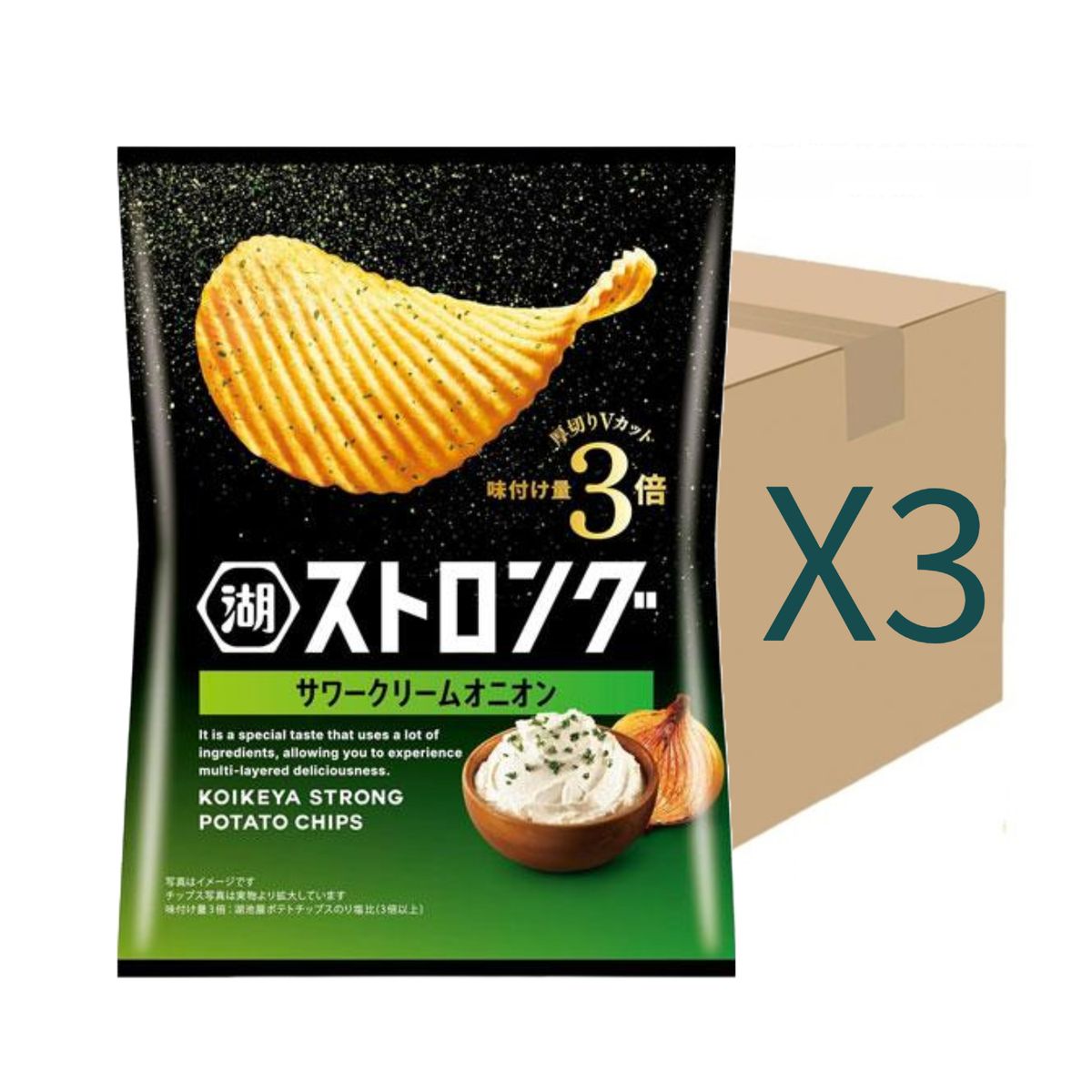 Koikeya Strong Sour Cream Onion 53g x 3 (Best Before 11/25)