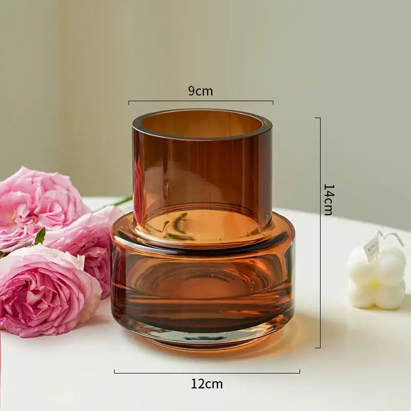 高階感ins風花樽輕奢擺件設計感玻璃花器鮮花插花客廳桌面裝飾品