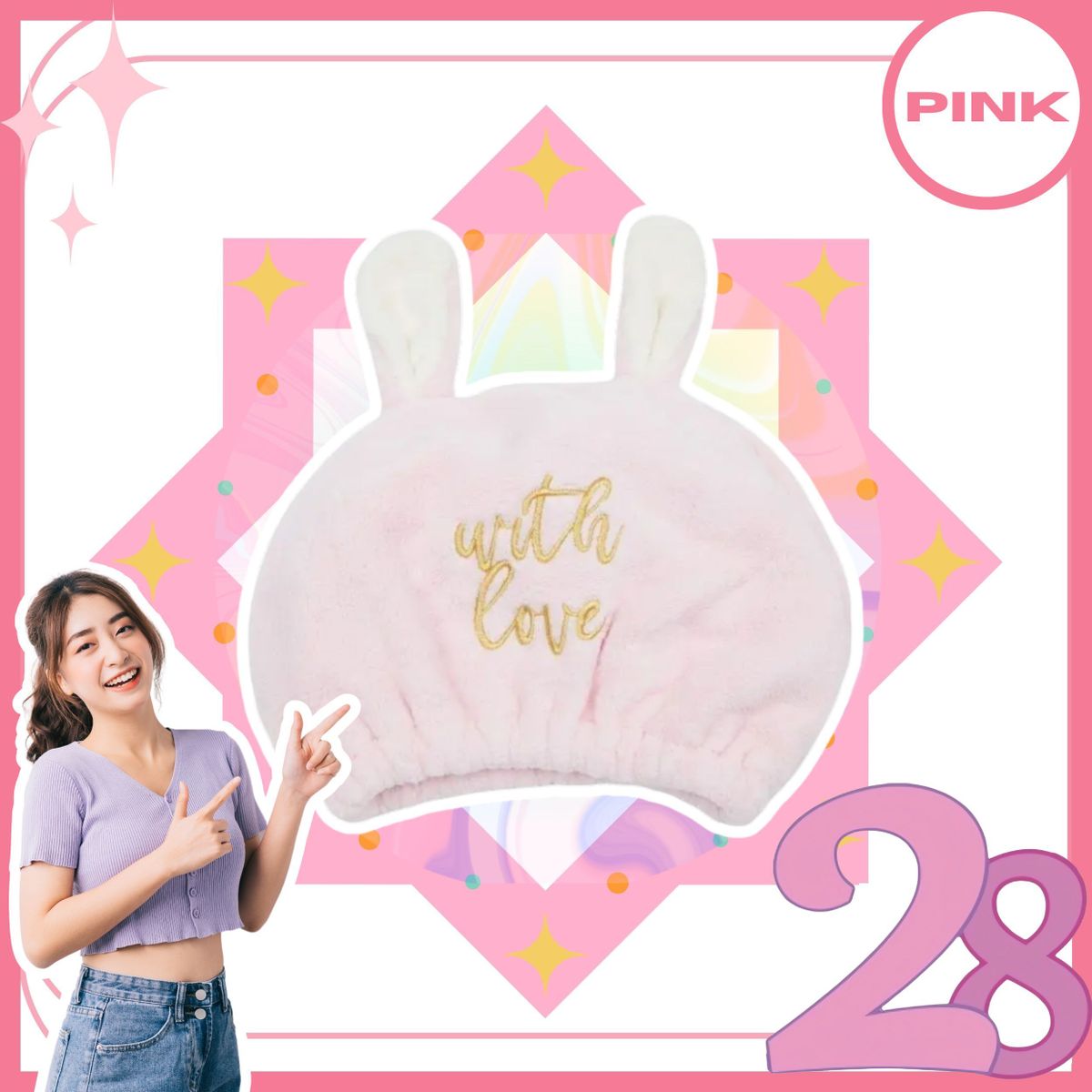 *(Pink)dry hair cap super absorbent quick dry hair towel cute coral fleece thickened shower cap
