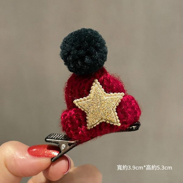 【特價品】聖誕髮夾 頂夾 髮卡 髮飾（紅色毛線帽）#03 #DH00000231