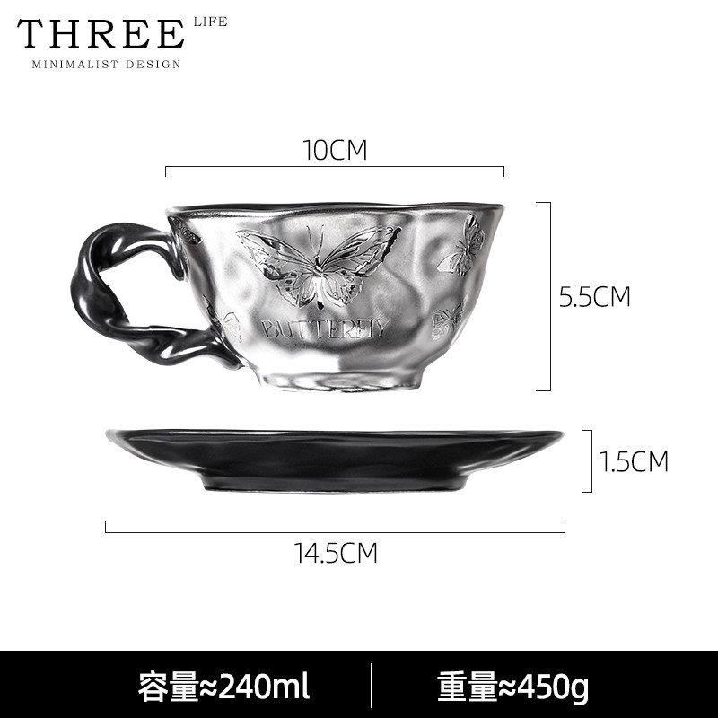 T·Butterfly·杯具马克杯高颜值陶瓷咖啡杯电镀钛杯 | 蝶舞