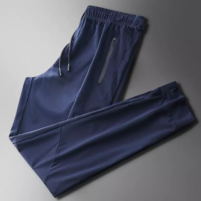 冰丝凉感休闲裤男网眼透气运动束脚裤子2022年夏季薄款速干空调裤