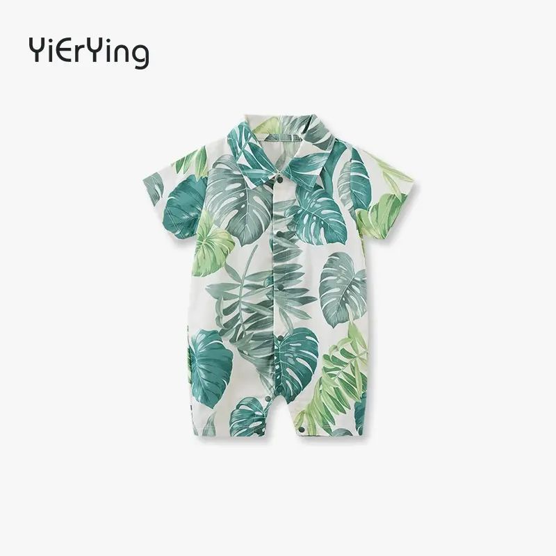 依爾嬰連體衣嬰兒花襯衫海邊度假衣服搞笑夏季海島搞怪童裝夏威夷