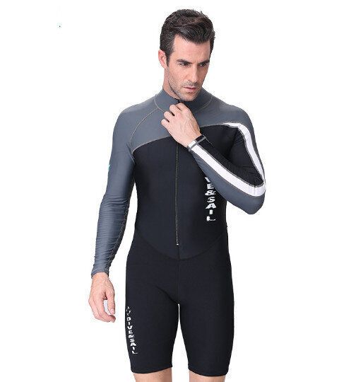 連體防曬潛水衣萊卡長袖泳衣泳褲情侶衝浪服(S-2XL碼)(下單後請聯絡客服確認發貨尺碼及顏色)