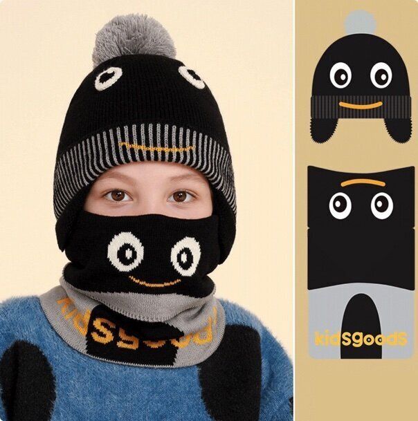 加絨帽子圍巾兩件套(均碼  企鵝兩件套)
