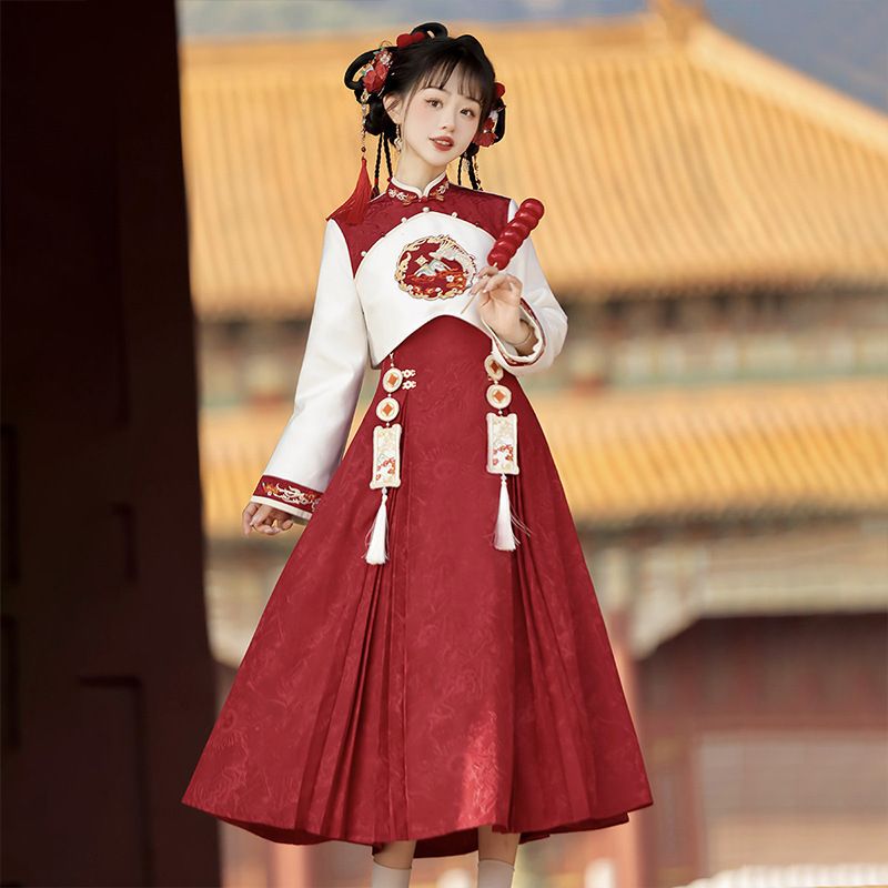 原创设计祈愿中国风改良汉元素女上衣吊带裙套装6949