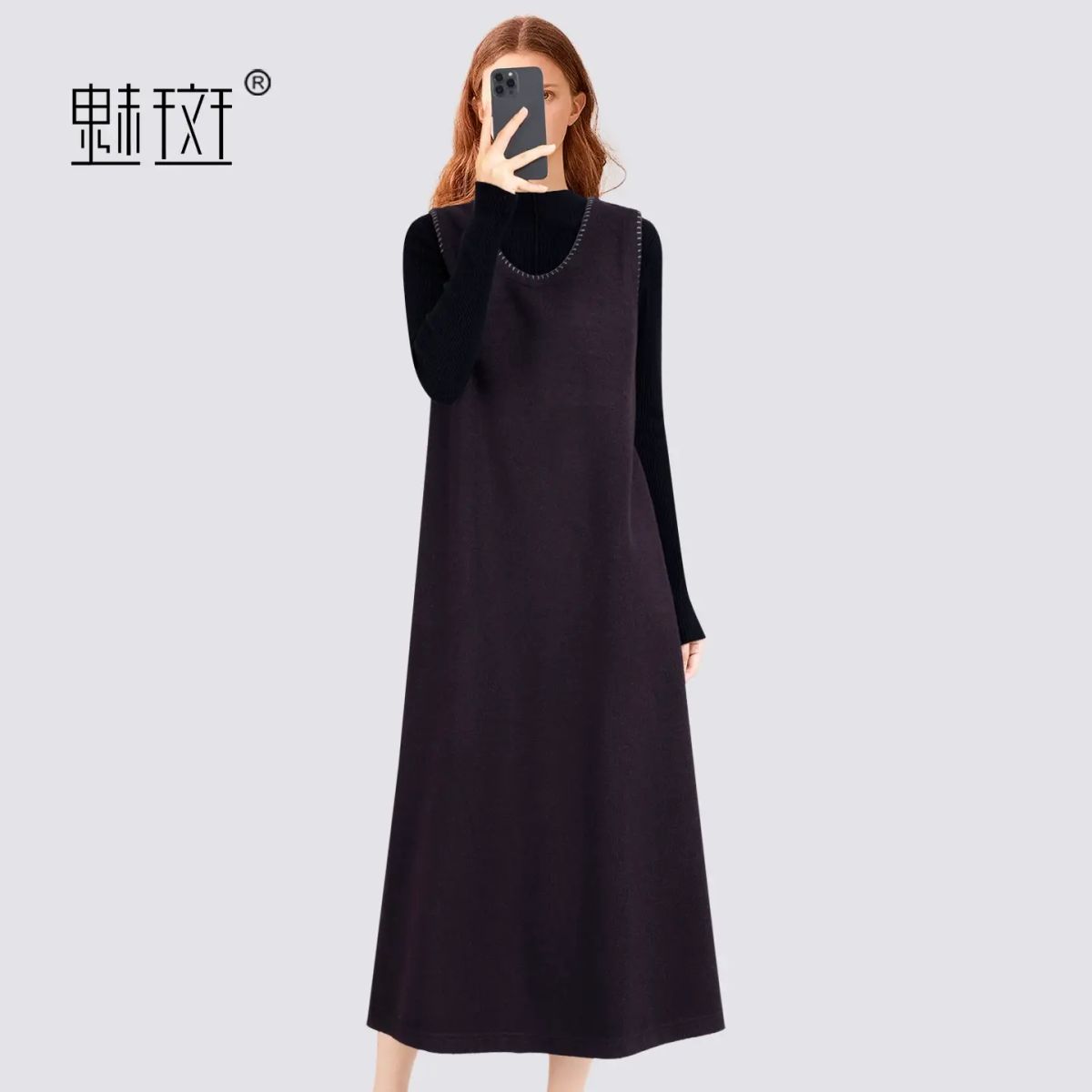 Charming wine red belly covering sleeveless dress  temperament vest dress  high end casual 2025 win