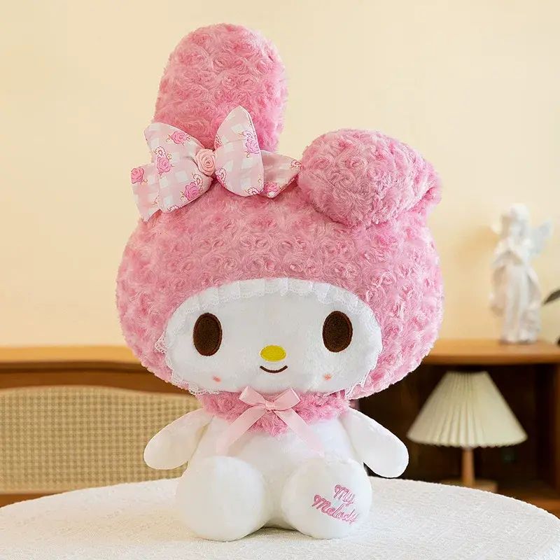 玫瑰哈嘍kitty公仔暗黑凱蒂貓美樂蒂玩偶毛公仔kt女孩生日禮物
