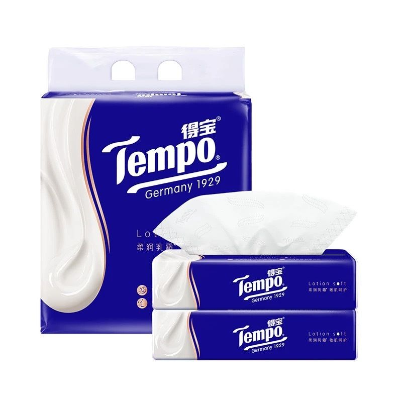 70抽*4包 Tempo得寶乳霜紙4層加厚提裝面巾紙餐巾紙抽紙巾