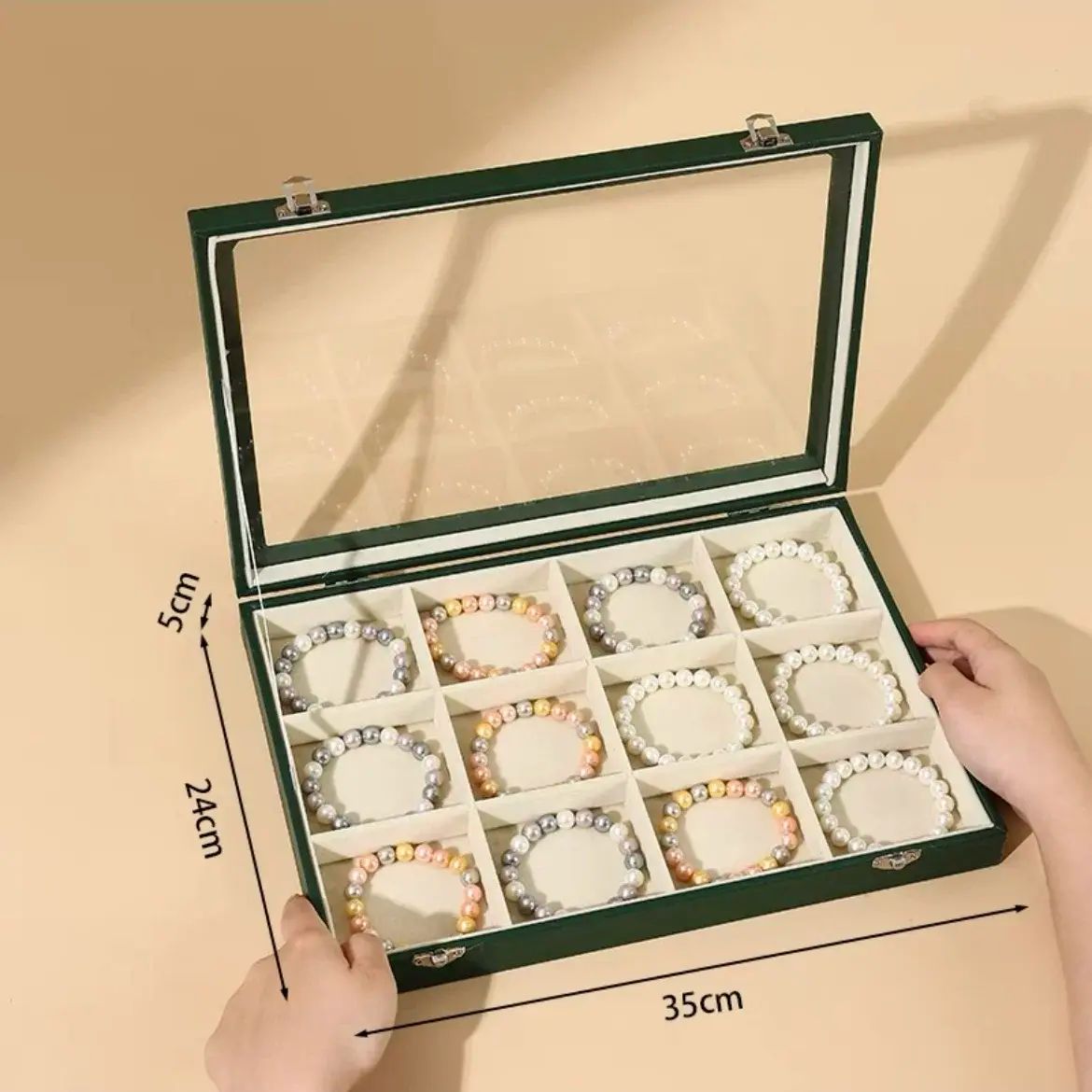 Transparent glass dust-proof cover, Buddha beads bracelet storage box, bracelet bracelet box, Buddh