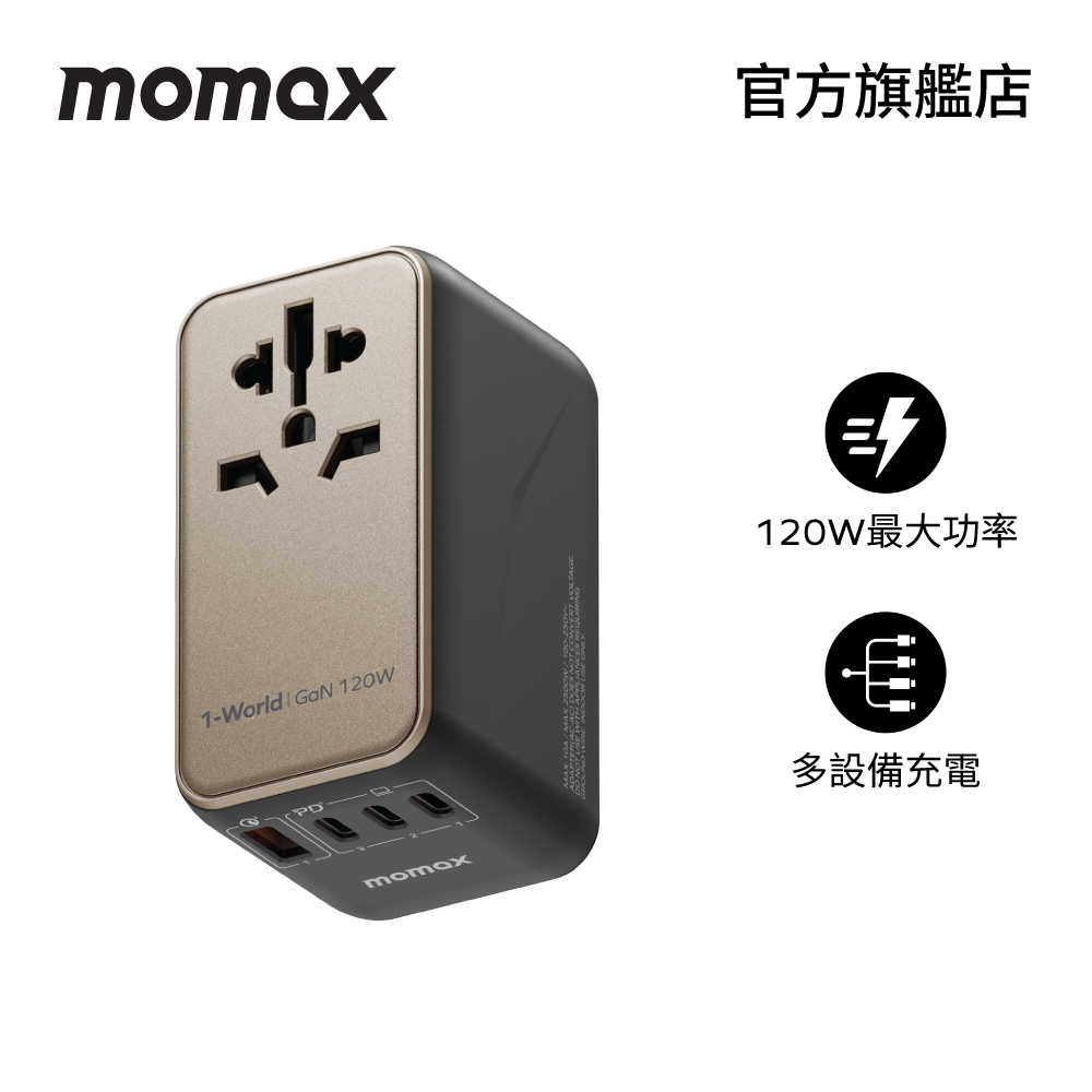 1-World 120W GaN Universal Travel Charger UA15UKGSD