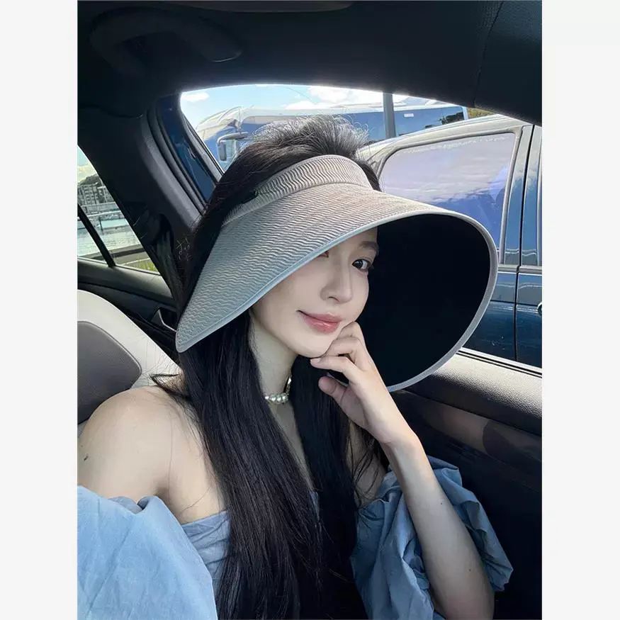 大檐环绕式全脸防晒空顶帽|女夏季户外出游防紫外线海边度假遮阳帽（平行进口）