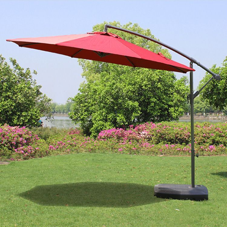户外庭院遮阳伞 铁质香蕉伞 花园咖啡馆庭院伞 户外傘  户外遮阳伞 大號戶外遮陽傘 罗马伞  顔色 酒紅色 規格  2.7米铁香蕉伞