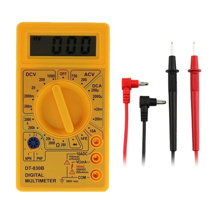DT-830B 手持式数字萬用表 電流表 電壓表 數顯萬能表（黃色）