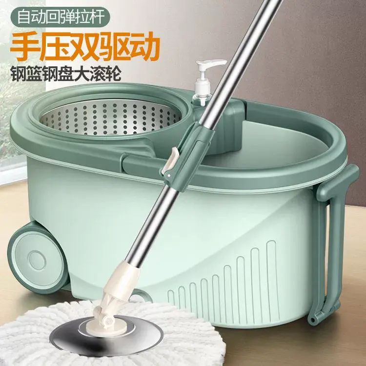 拖把桶旋转拖把好神拖家用懒人双驱动甩乾免手洗拖布桶