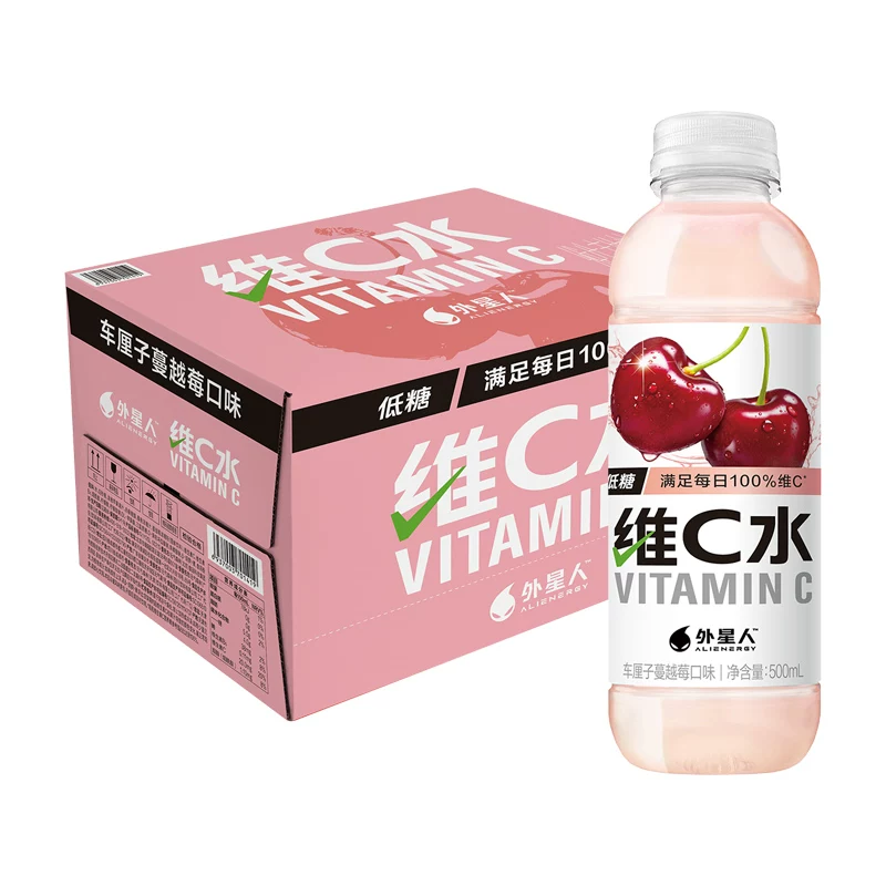外星人維C水車厘子蔓越莓味500mL*15瓶低糖低卡低負擔VC果汁平行進口