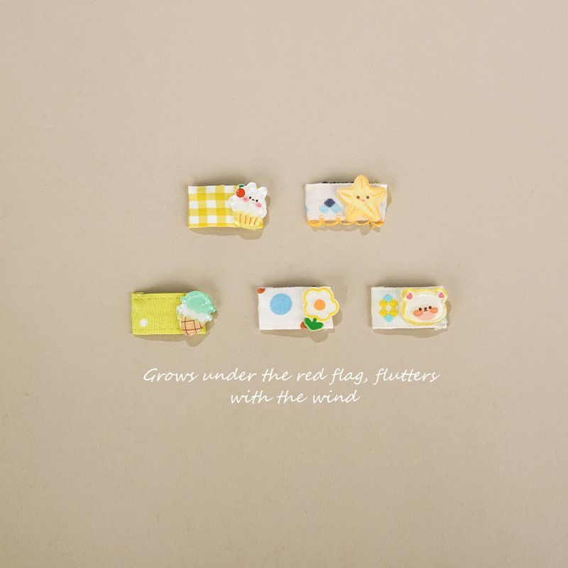 婴儿汗毛夹小发夹包布婴幼儿不伤发小夹子卡子女宝宝头饰女童发饰-黄色小花5件套 均码