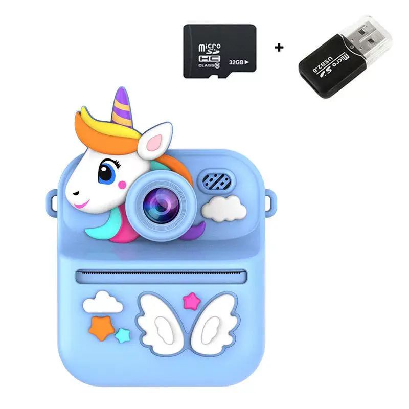 新款列印相机儿童拍立得即拍即打前後双摄2.4寸高画质萤幕小相机