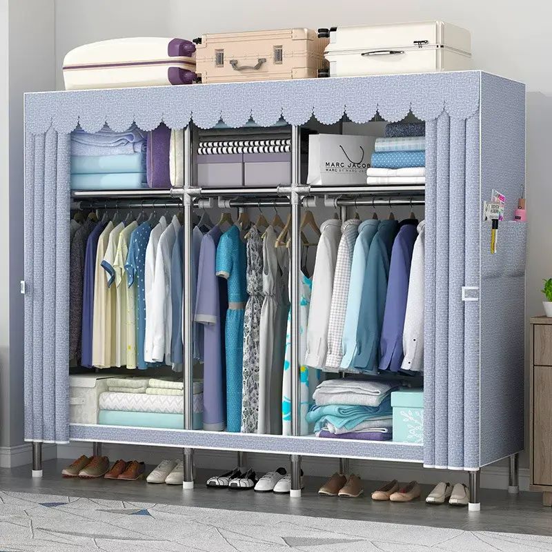 简易衣柜钢管加粗加固合金接口布衣柜简约经济型组装收纳整理衣橱