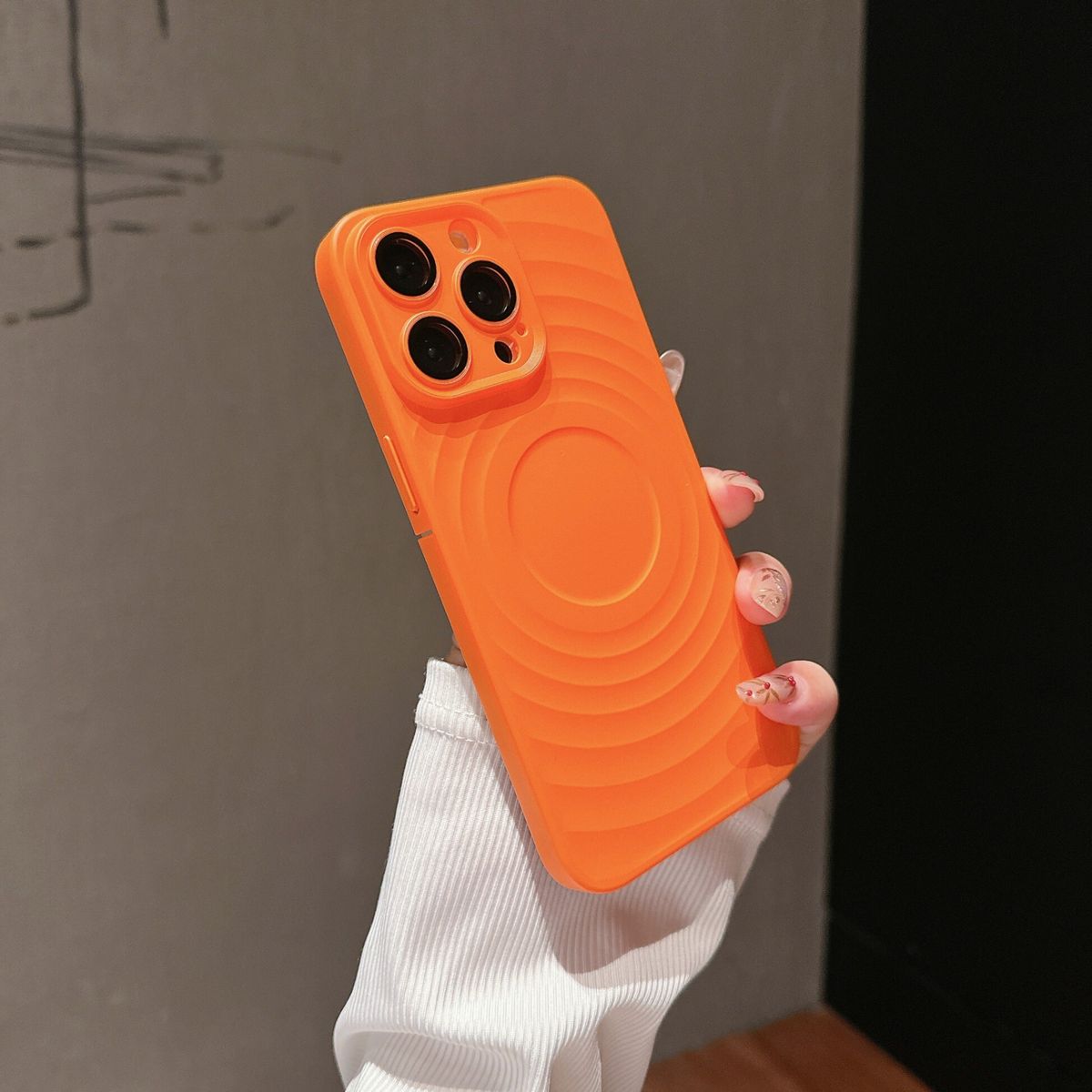 波漾壳iphone15promax苹果16手机壳13液态硅胶防摔强磁吸附保护套波浪纹16男女紫色新款14-橙色 iPhone 16 Pro Max