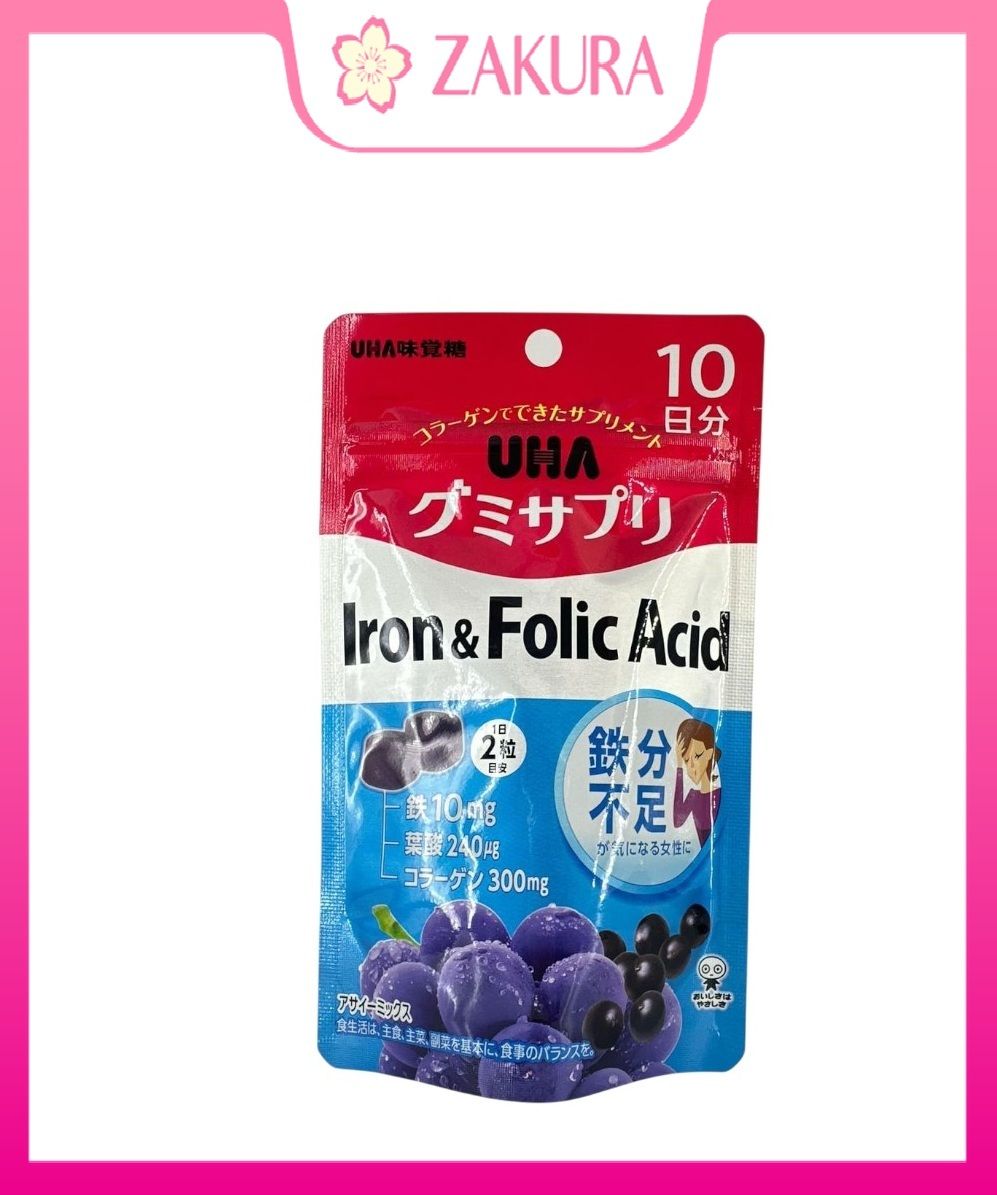 UHA 悠哈 營養補充軟糖 (鐵和葉酸) 20tabs[4902750650268] 