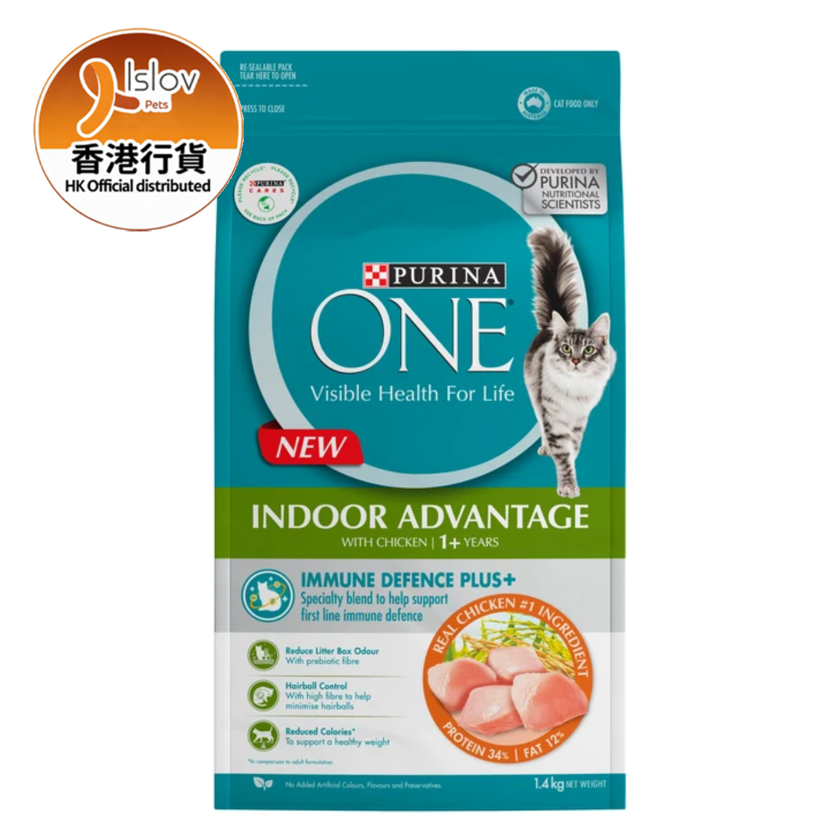 One - Dry cat food indoor chicken formula 1.4 kg