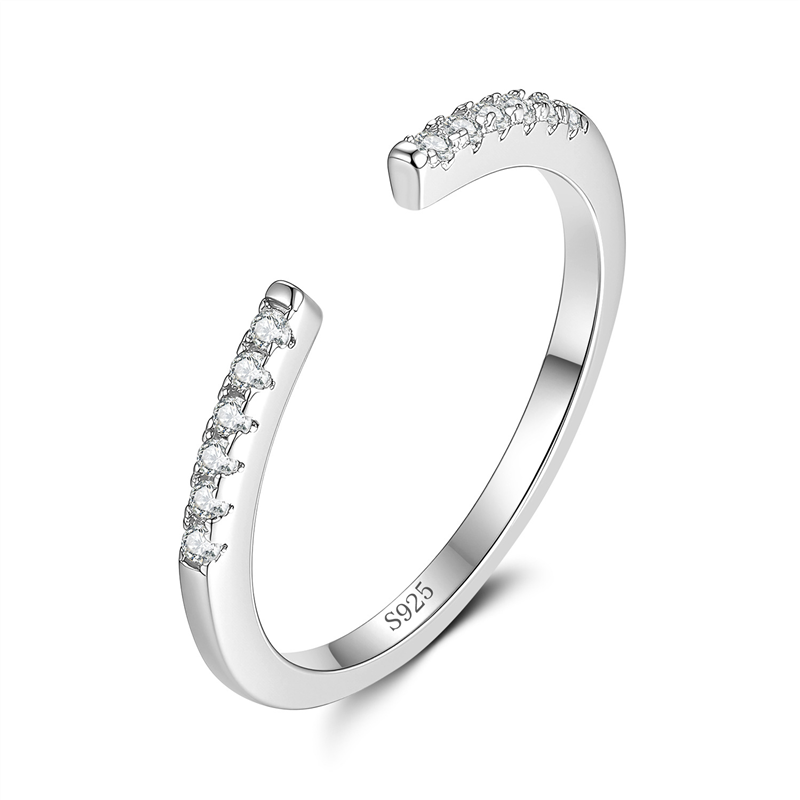 Gold Plated Stackable Moissanite Adjustable Ring
