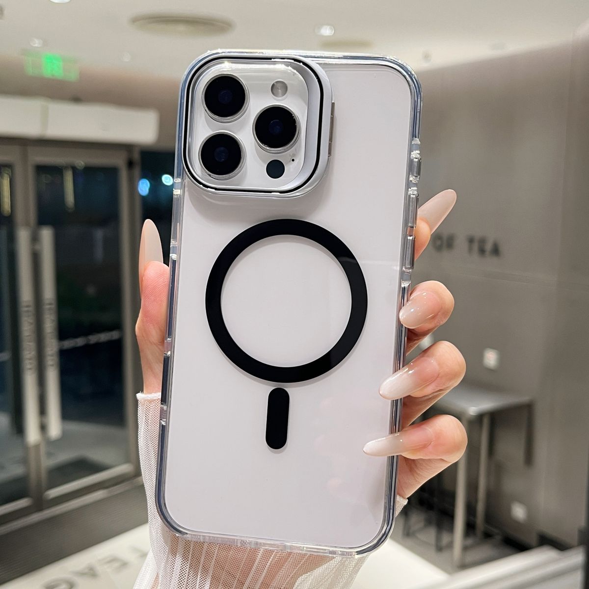 双色防摔磁吸手机壳15PM支架16PM金属支架14PM强磁吸13PM-黑色 iPhone 12 Pro