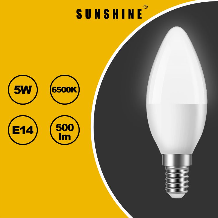 LED Bulb(Frosted Candle) - 5W / E14 / Daylight 6500K #LED Candle (LCANE-5E14D)