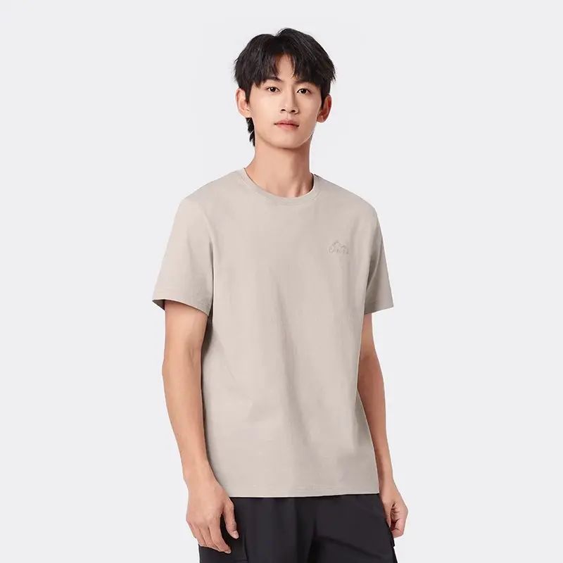 骆驼男装短袖圆领T恤男户外春夏季新款纯色纯棉弹力透气运动上衣