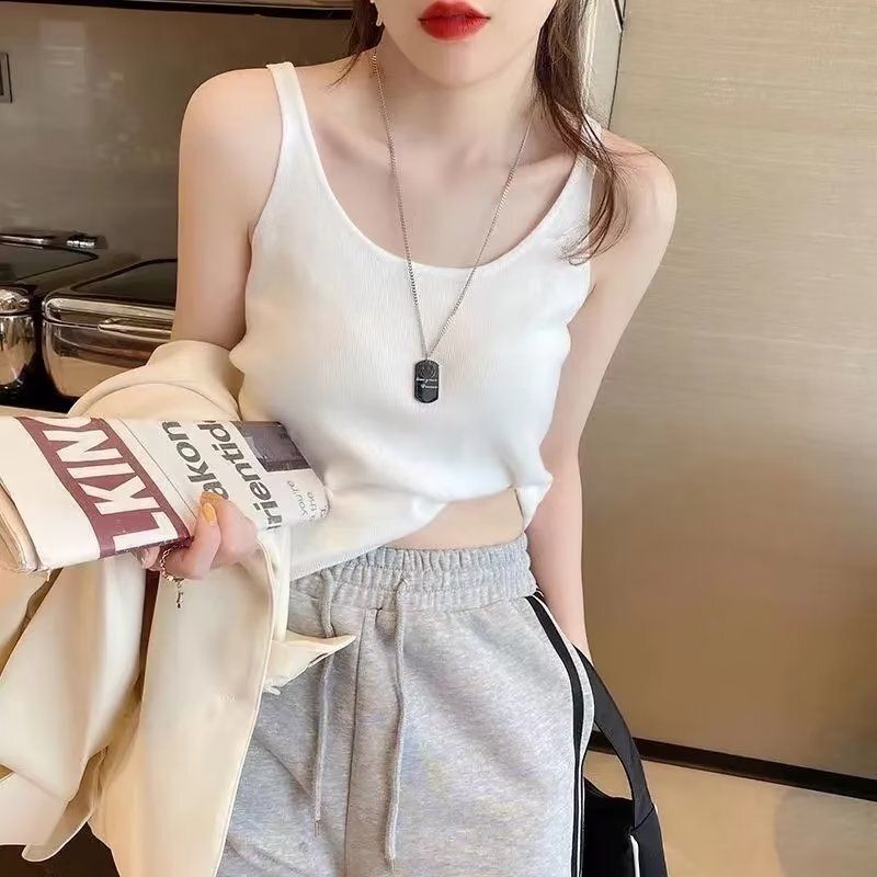 小吊带背心女夏内搭外穿性感短款美背抹胸内衣露脐打底上衣潮-白色 5XL