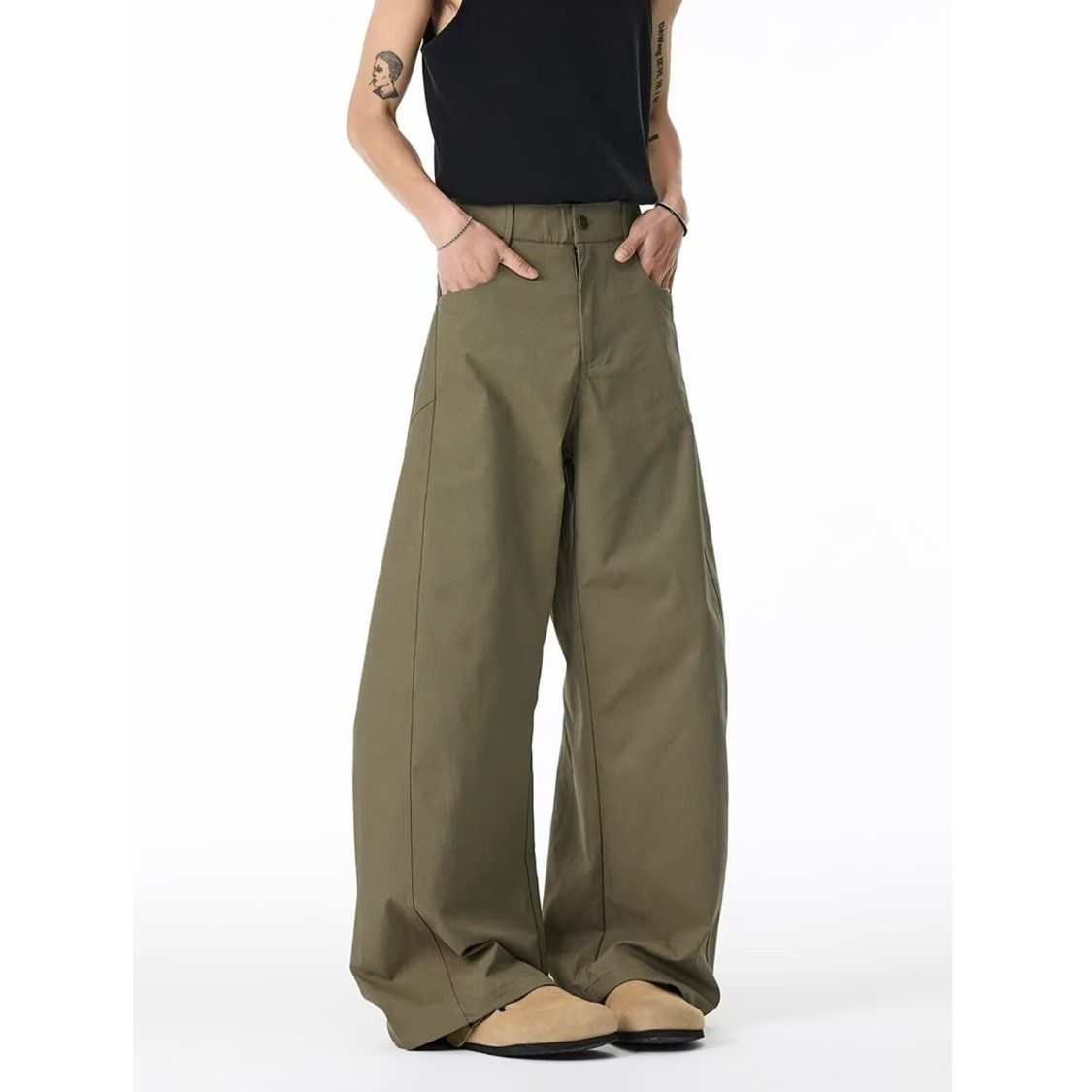 Men's Western Straight-Leg Pants Cleanfit White Bendedge Summer Sli-White (High Quality) S
