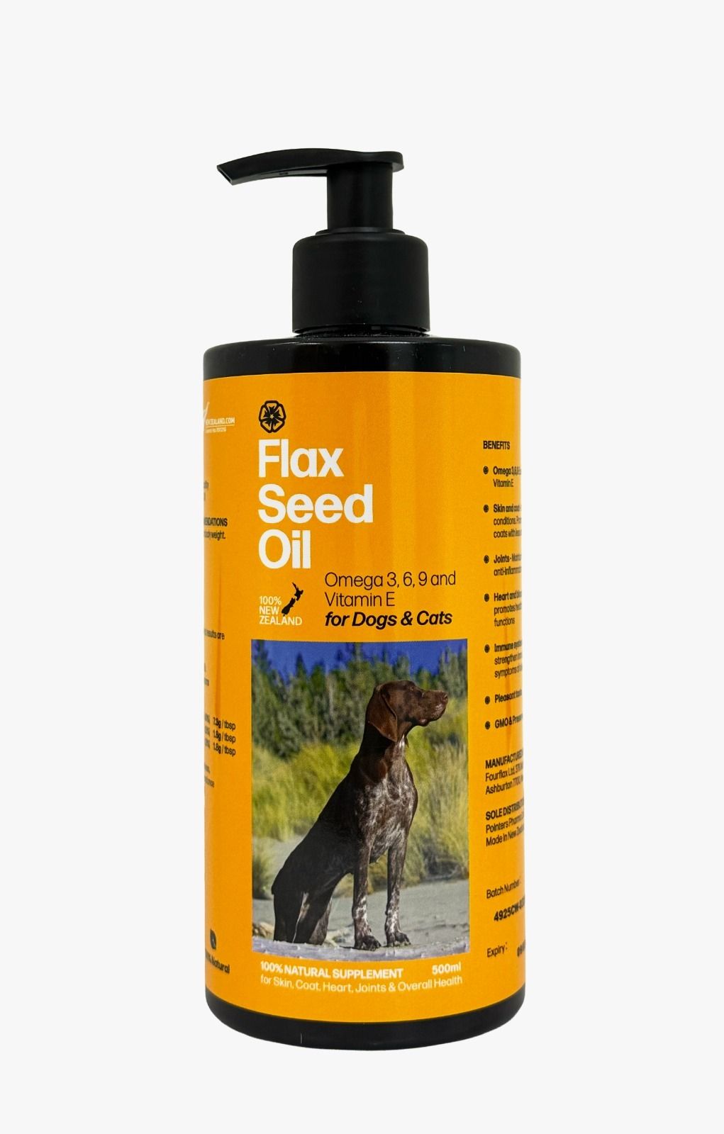 Flax seed Oil for Dogs & Cats 500ml (New packaging being updated)