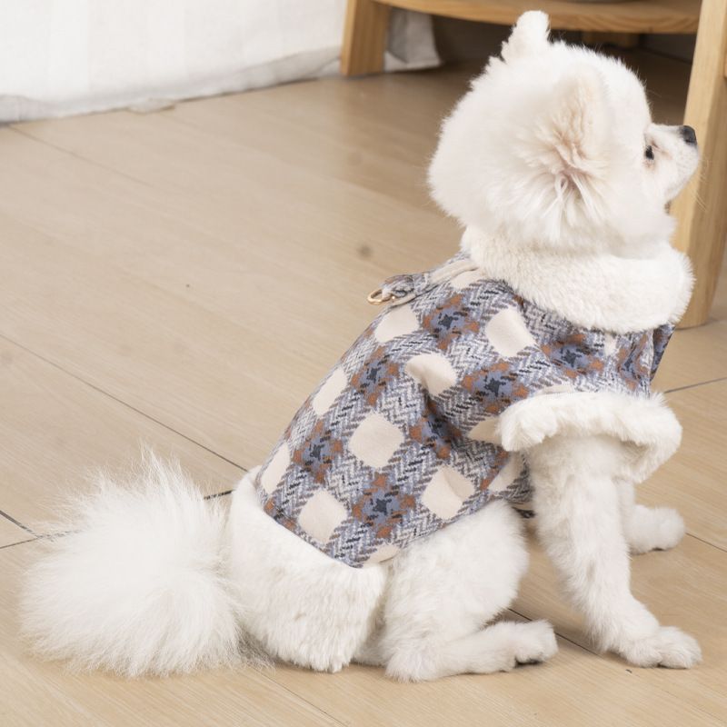 2pcs 狗狗衣服|秋冬保暖加絨|可牽引馬甲|泰迪比熊小型犬衣服|皮毛一體寵物馬甲|保暖猫咪衣服|寵物用品（LPA-120）