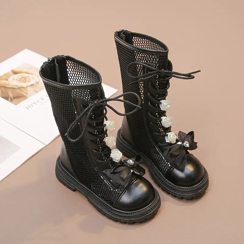 oes  zipper shoes  Martin boots  students  long children s shoes Black single inside 26 code Style 3