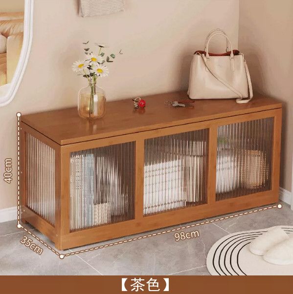 楠竹實木傢俱 玩具櫃 換鞋凳玄関椅 被子收納櫃【98cm茶色】