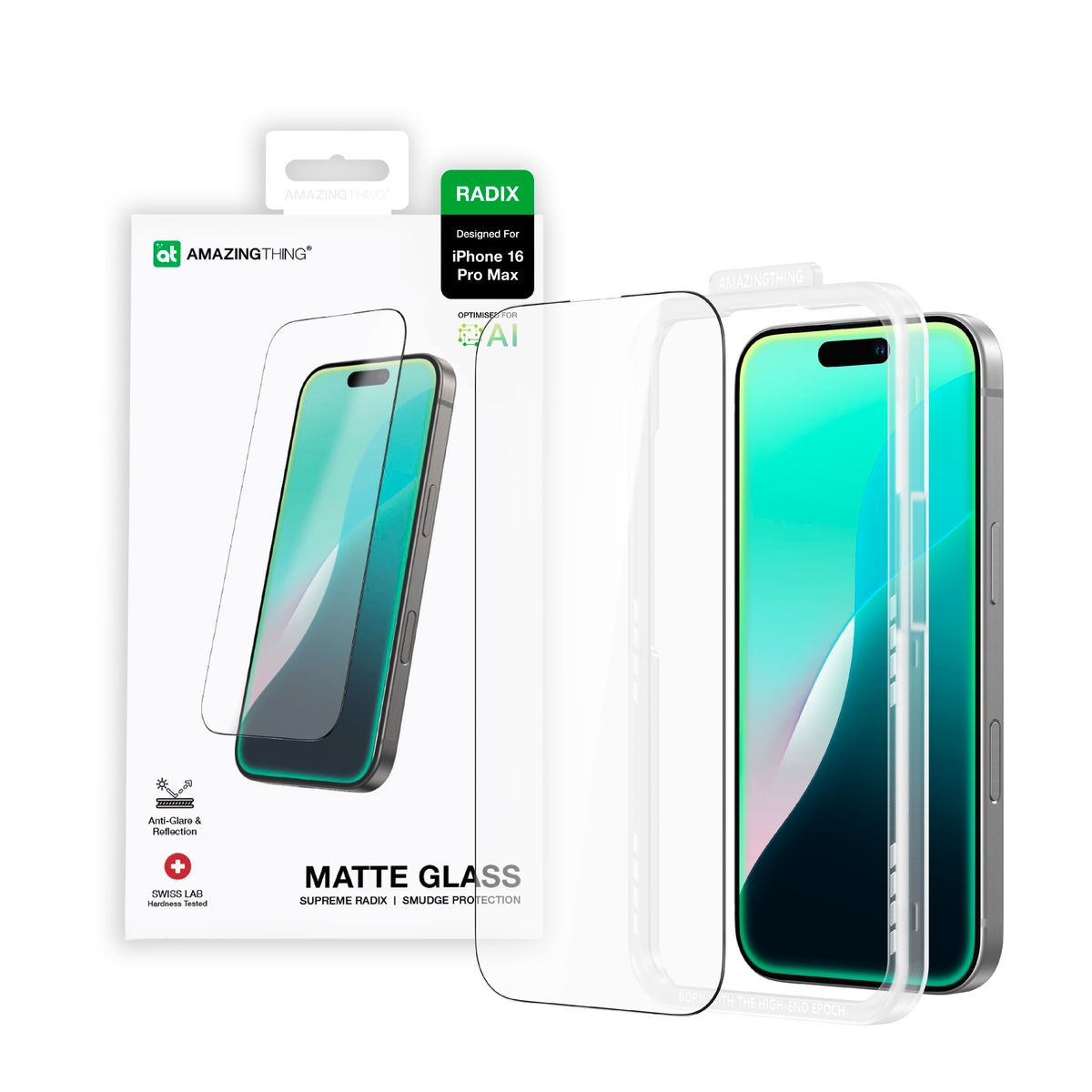 iPhone 16 Pro Max [RADIX - Matte] 磨砂玻璃保護貼 | 防眩光防反光 9H 強化玻璃 邊到邊全面貼合 0.25mm 纖薄順滑 易貼無氣泡 1 片裝