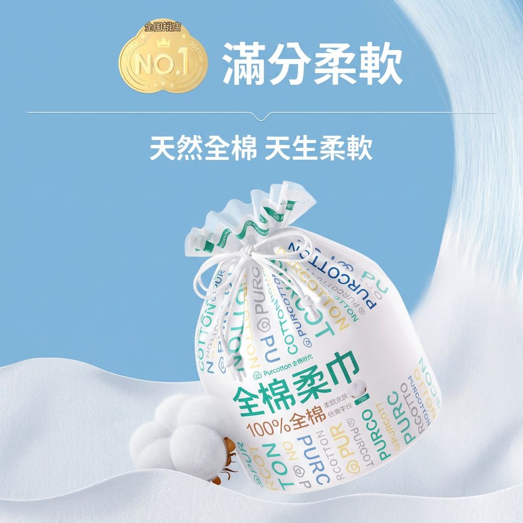 全棉時代 100%棉柔巾 卷式加大 可懸掛 一次性洗臉巾 乾濕兩用 潔面巾 70抽 斷點設計 一次性洗臉巾、乾濕兩用潔面巾、懸掛式棉柔巾、純棉無添加、家居必備