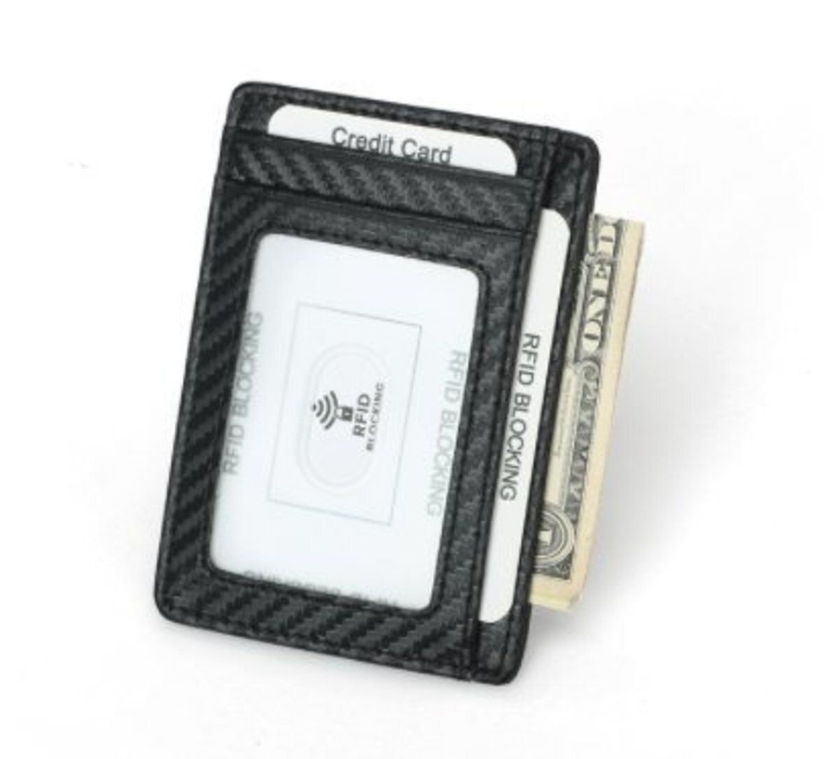 碳纖超薄 RFID 防盜信用皮卡套 八達通 咭片套 現金夾 錢包 紙幣夾